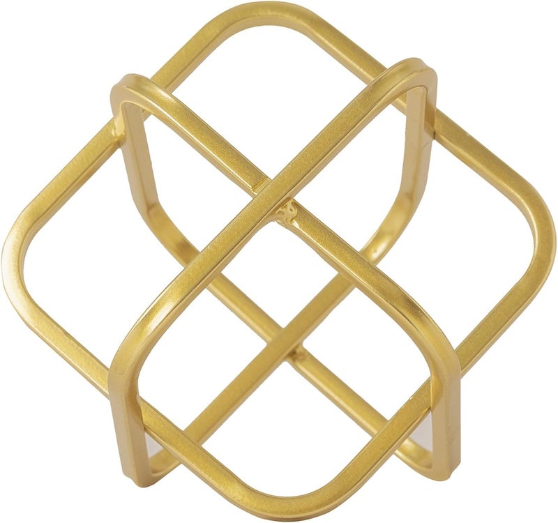 TICKCACY 5.5" Gold Metal Geometric Sculpture, Modern Square Decorative Sphere, Small Tabletop Decoration Ball for Home Office Table Shelf Living Room Bedroom Desk Decor - Image 5